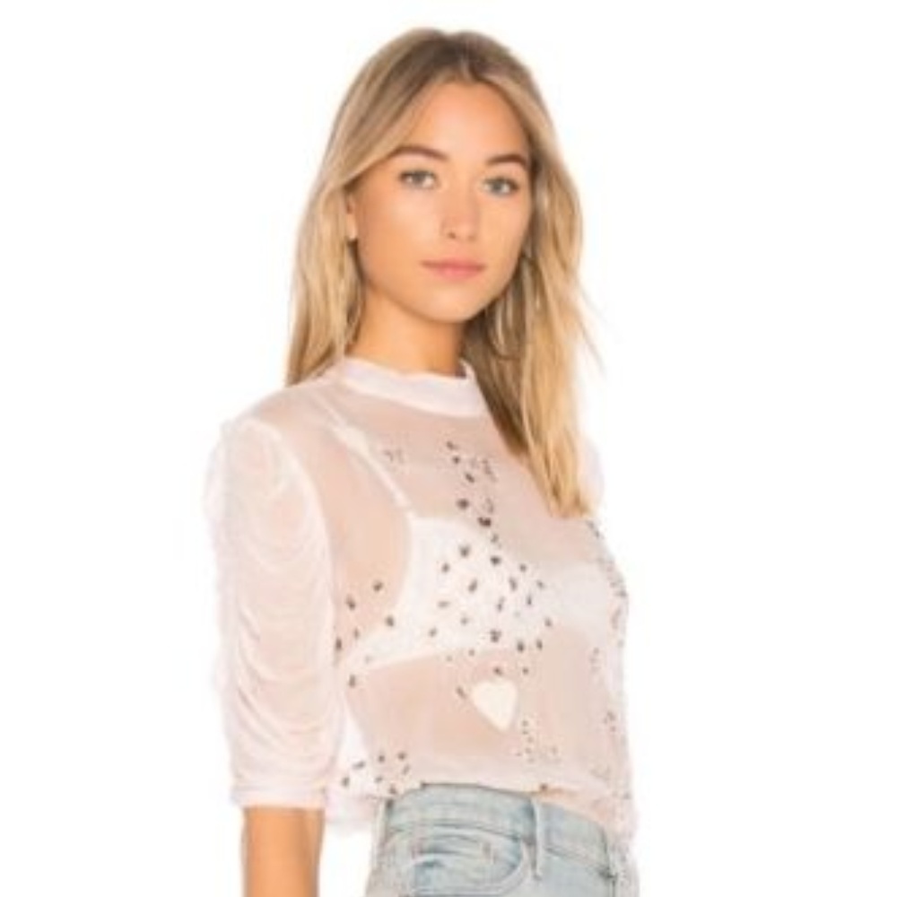 NEW FREE PEOPLE Pink So In Love Sequin Top